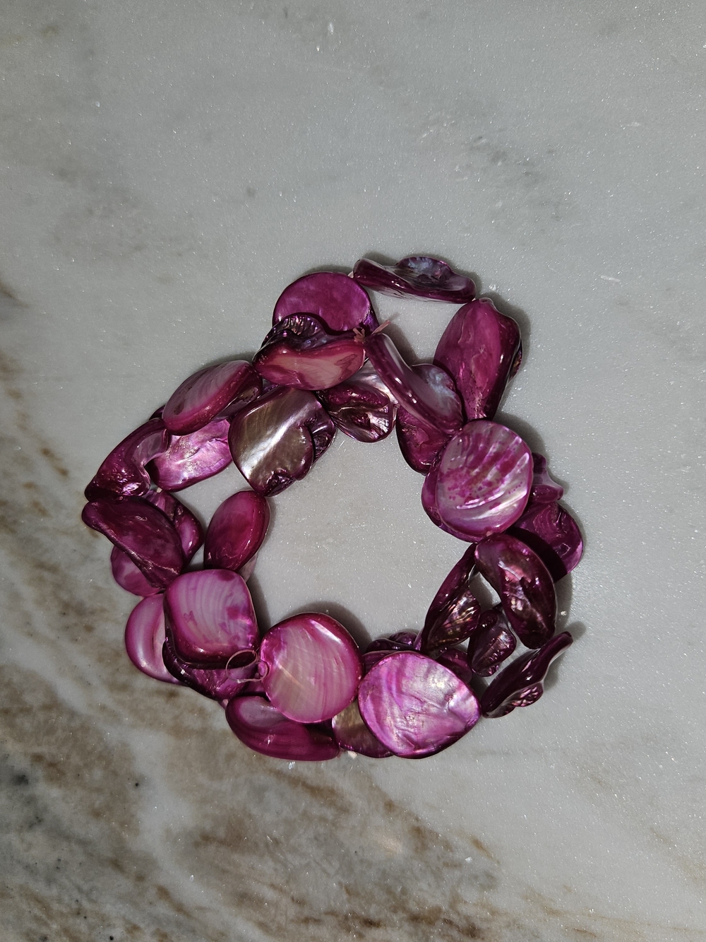 3 Strand Pink Shell Stretch Bracelets